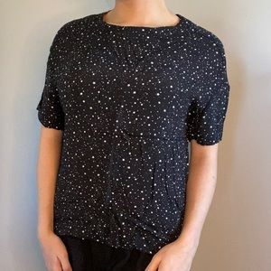 Black Starry Short Sleeve Crepe Top